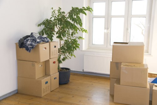 Packed household belongings ready for transport in Tokyngton with attention to access and parking