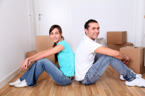 Removal van and boxes for a residential move in Tokyngton
