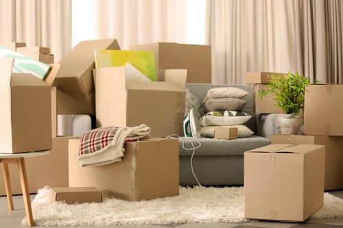 Prepared moving boxes and essentials for a Tokyngton home relocation