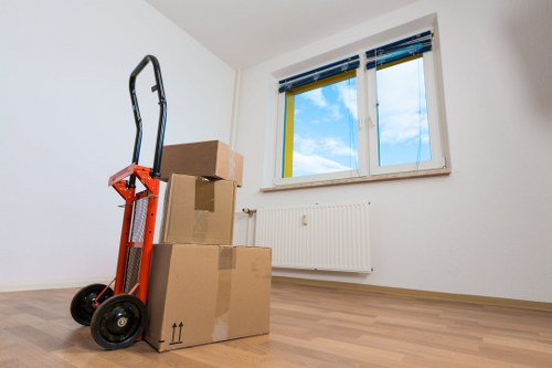 Preparation checklist scene for a Tokyngton moving day with boxes and packing supplies